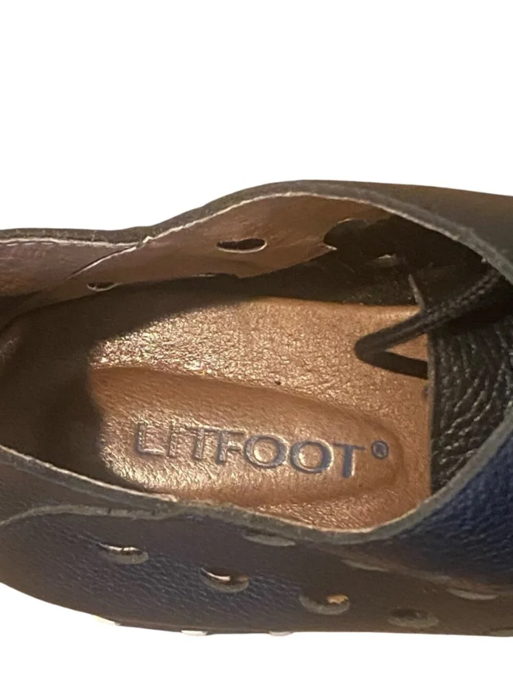 Litfoot Low Lace-up Shoe Handmade Leather Walking Women Sz 40/9.5-10 Black #109V